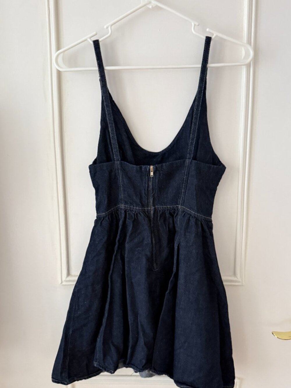 Zara Dark Wash Denim Corset Mini Dress - Fit & Flare Full Circle Skirt - Picture 5 of 6